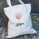 Bolso De Tela Rosé Wine Bridesmaid Boda Bridal Party<br><div class="desc">Rosé durante todo el día con una pintura acuarela de una copa de vino alta. Personalizar con los nombres de su fiesta nupcial para divertirse en recuerdo de su boda.</div>