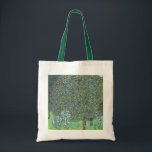 Bolso De Tela Rosebushes Bajo Los Árboles, Gustav Klimt<br><div class="desc">Gustav Klimt (14 de julio de 1862 - 6 de febrero de 1918) era un pintor simbolista austríaco y uno de los miembros más destacados del movimiento secesión de Viena. Klimt es conocido por sus pinturas, murales, bocetos y otros objetos artísticos. Además de sus obras figurativas, que incluyen alegorías y...</div>