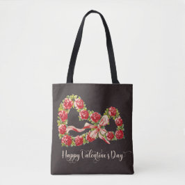 Bolso De Tela Roses Rojos Floral Corazón de flores Wreath elegan