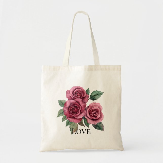 Bolso De Tela Roses Rojos Flores Amor (Frente)