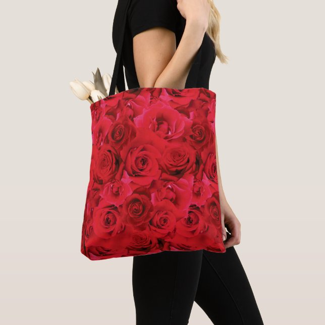 Bolso De Tela Roses Rojos Repetir Patrón Floral (Detalle)