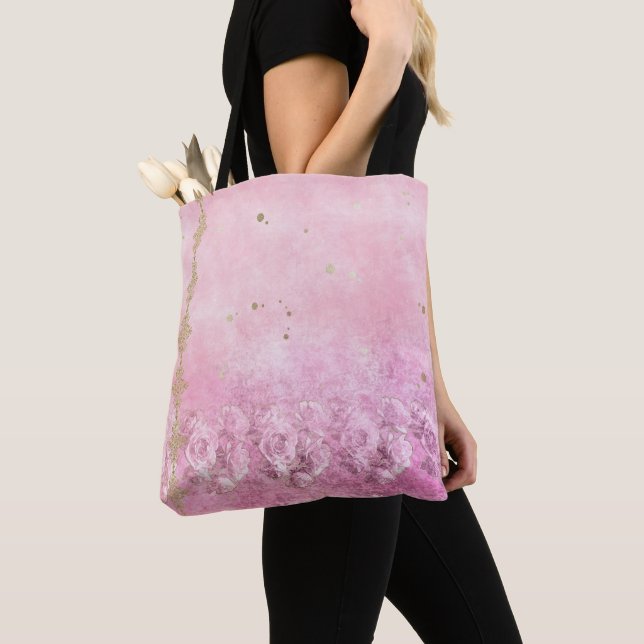 Bolso De Tela Roses rosas rosas, Damask Grunge - Tote Bag (Detalle)