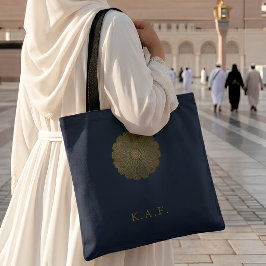 Bolso De Tela Roseta Islámica personalizada de Madinah Navy