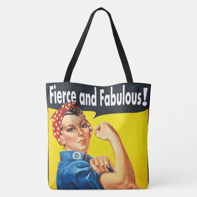 Bolso De Tela Rosie The Riveter Fierce and Fabulous Trendy (Reverso)