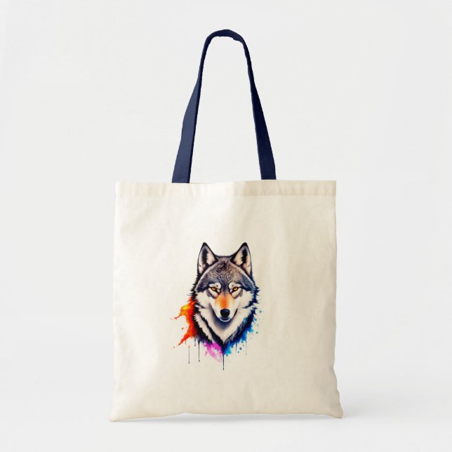 Bolso De Tela Rostro del lobo gris (Frente)