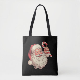 Bolso De Tela Rostro divertido de Santa Claus vintage de Navidad