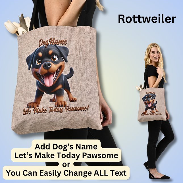 Bolso De Tela Rottweiler - Añadir nombre de perro, cambiar texto (Subido por el creador)