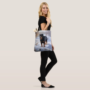 Bolso De Tela Rottweiler Deja que nieve Navidad