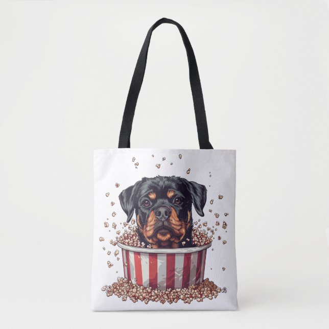 Bolso De Tela Rottweiler Dog Movie Popcorn Bucket (Anverso)