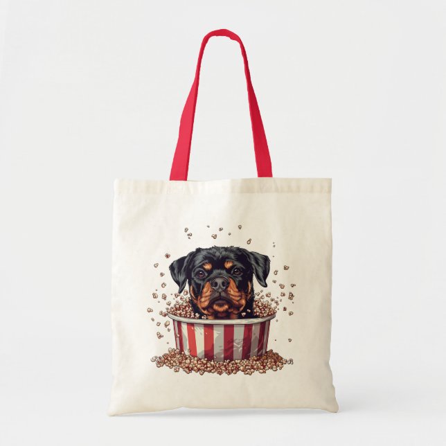 Bolso De Tela Rottweiler Dog Movie Popcorn Bucket (Frente)