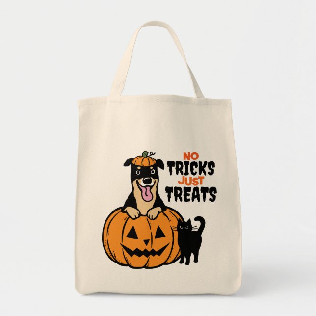 Bolso De Tela Rottweiler Halloween No hay trucos (Frente)