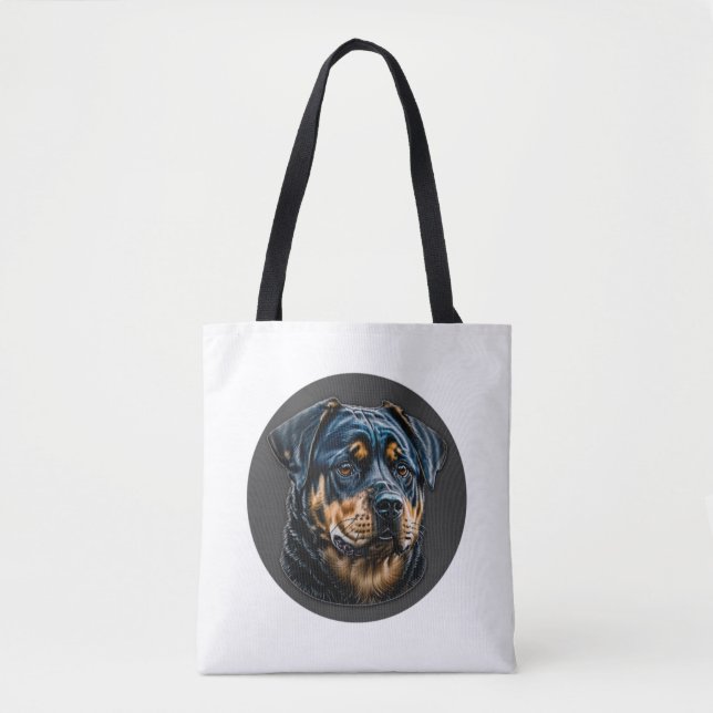 Bolso De Tela Rottweiler negro (Anverso)