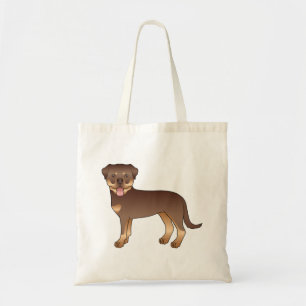 Bolso De Tela Rottweiler Rojo y Castaño Perro De Dibujos Animado