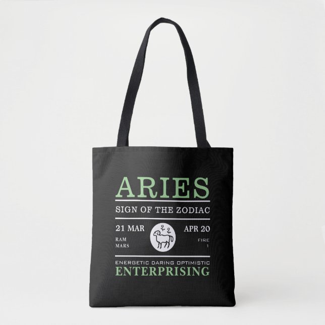 Bolso De Tela Rótulo Aries del Zodiaco, Astrológico (Anverso)