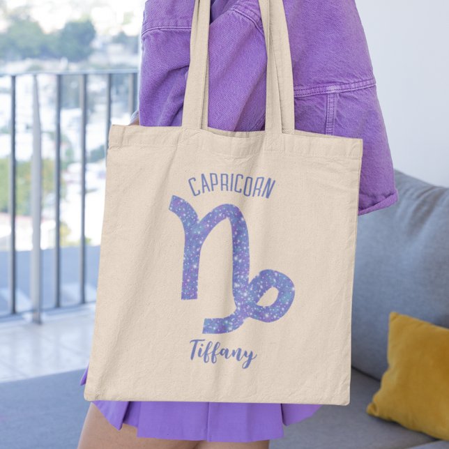 Bolso De Tela Rótulo Astrológico Cute Capricorn Personalizado Pu (Subido por el creador)