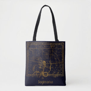 Bolso De Tela Rótulo azul de la astrología del zodiaco del