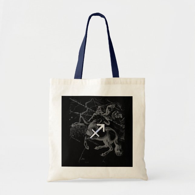 Bolso De Tela Rótulo cromado como Sagittarius Zodiac Decoración  (Frente)