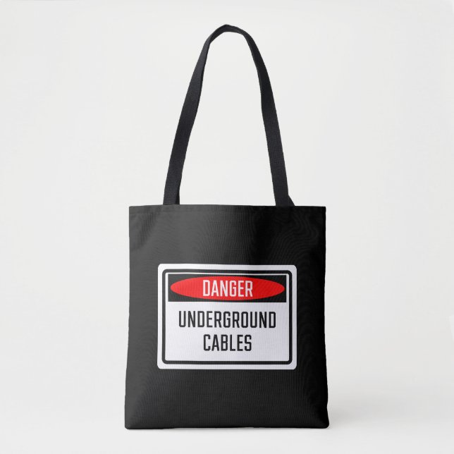 Bolso De Tela Rótulo de cables subterráneos de peligro (Anverso)
