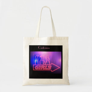 Bolso De Tela Rótulo de Chicas rosados neón Thunder_Cove