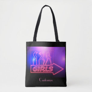 Bolso De Tela Rótulo de Chicas rosados neón Thunder_Cove
