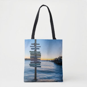 Bolso De Tela Rótulo De La Bahía De Pensacola Abierto Por Dock T