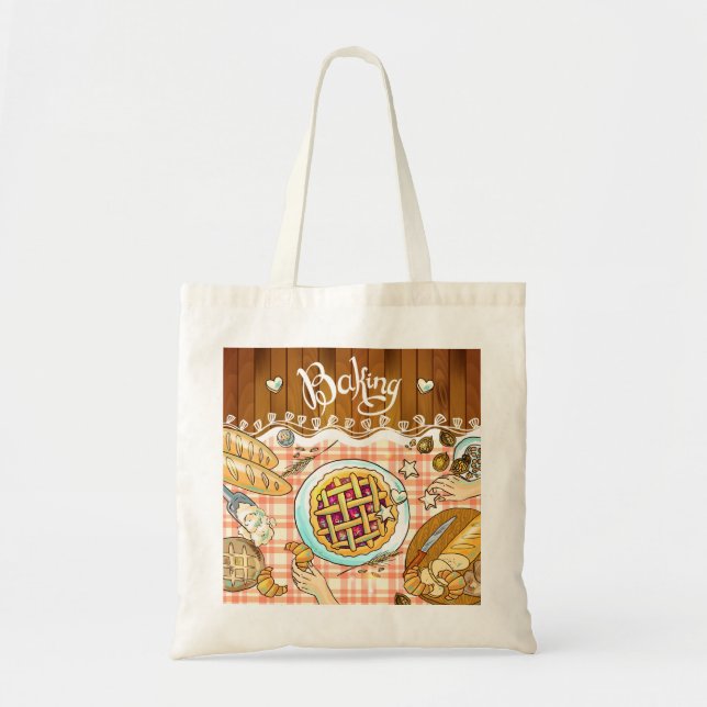 Bolso De Tela Rótulo de panadería muy lindo (Frente)