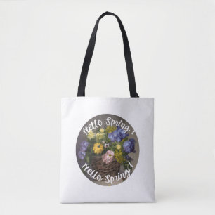 Bolso De Tela Rótulo de primavera de Hello