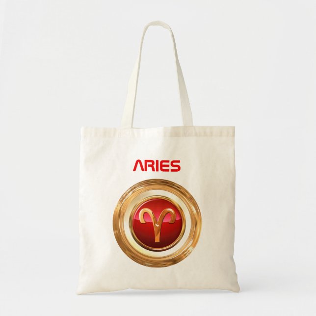 Bolso De Tela Rótulo del zodiaco del aries (Frente)