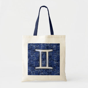 Bolso De Tela Rótulo Gemini sobre la camuflaje digital azul de l