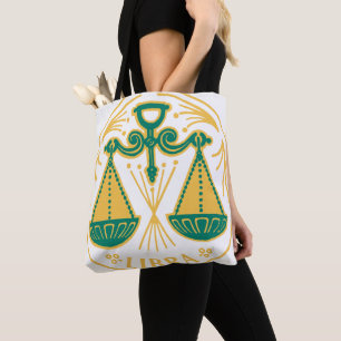 Bolso De Tela Rótulo Libra del Zodiac en un