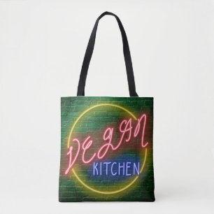 Bolso De Tela Rótulo Neon Vegan Kitchen
