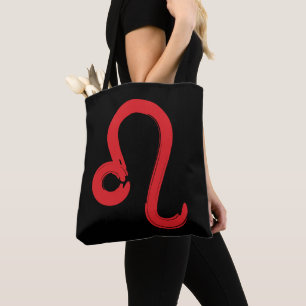 Bolso De Tela Rótulo rojo LEO Zodiac Julio Agosto Astrología cum