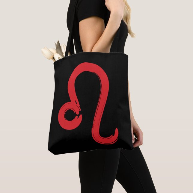 Bolso De Tela Rótulo rojo LEO Zodiac Julio Agosto Astrología cum (Detalle)