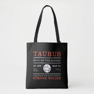 Bolso De Tela Rótulo Tauro del Zodiaco, Astrológico