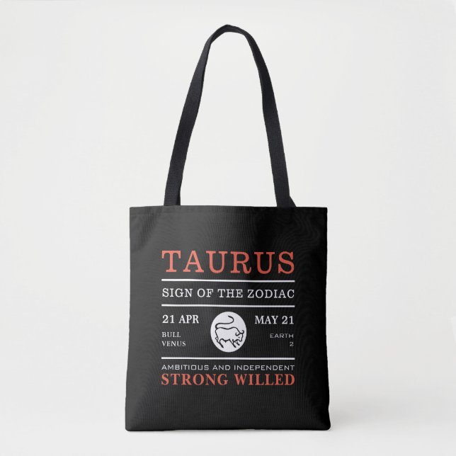 Bolso De Tela Rótulo Tauro del Zodiaco, Astrológico (Anverso)