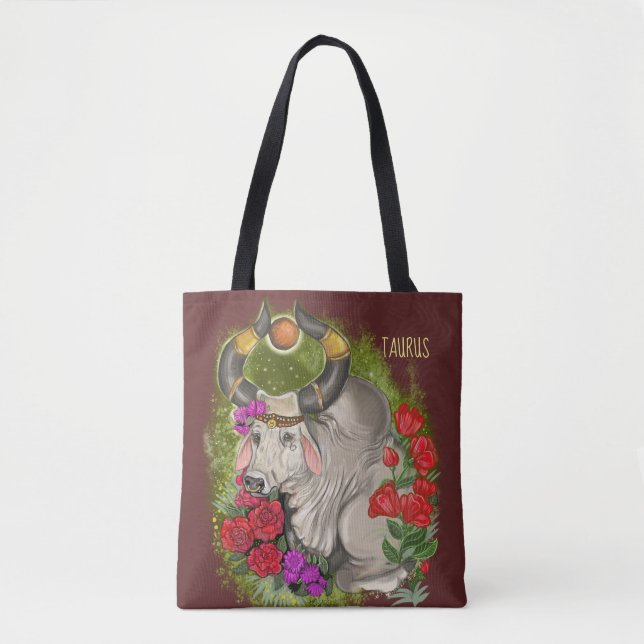 Bolso De Tela Rótulo Taurus Zodiac (Anverso)