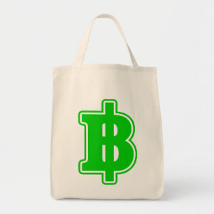 Bolso De Tela Rótulo VERDE BAHT ฿ dinero tailandés ฿
