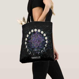 Bolso De Tela Rótulo y constelación Virgo Gold Silver Zodiac