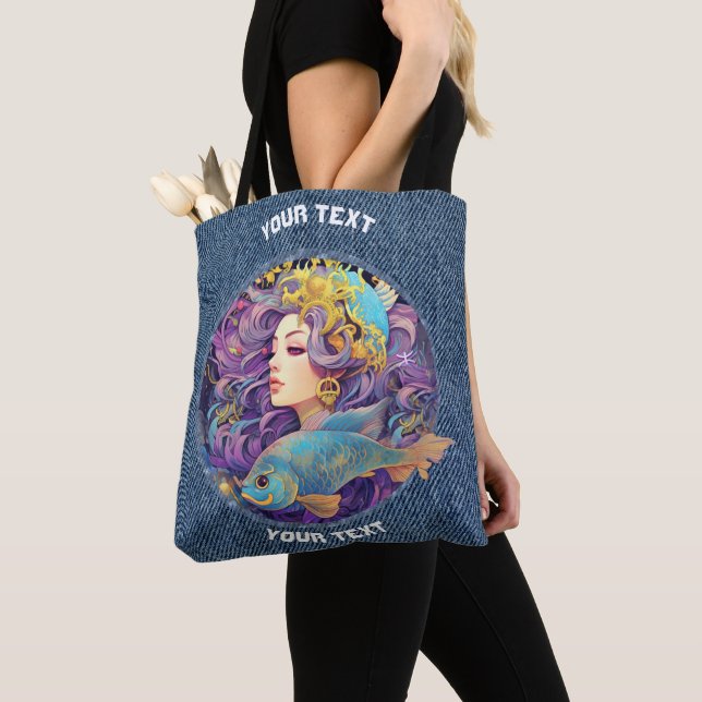 BOLSO DE TELA RÓTULO ZODIAC DE PISCES PERSONALIZADOS (Detalle)