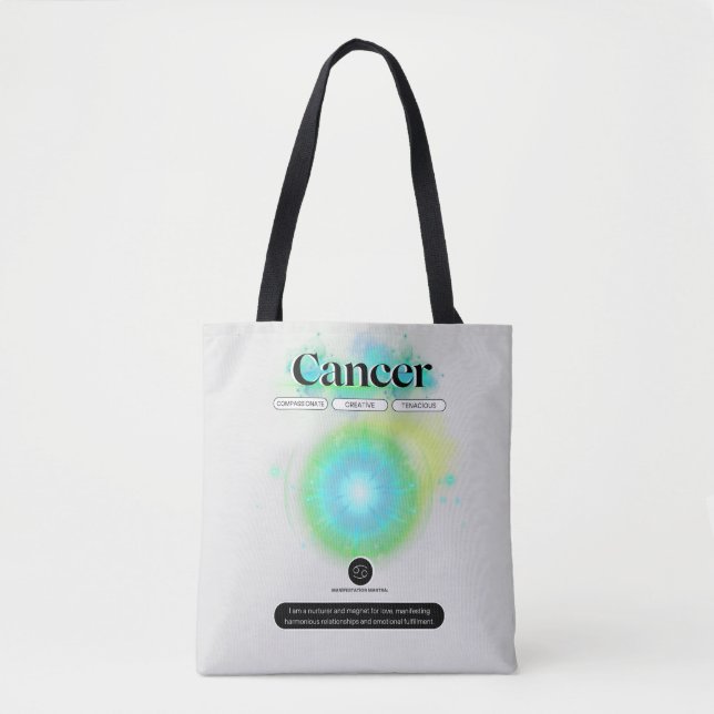 Bolso De Tela Rótulo Zodiaco moderno Cáncer Cita Elemento Agua (Anverso)