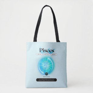 Bolso De Tela Rótulo Zodiaco Moderno Pisces Cita Elemento Agua
