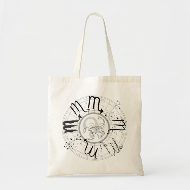 Bolso De Tela Rótulo zodiaco Scorpio.w (Frente)