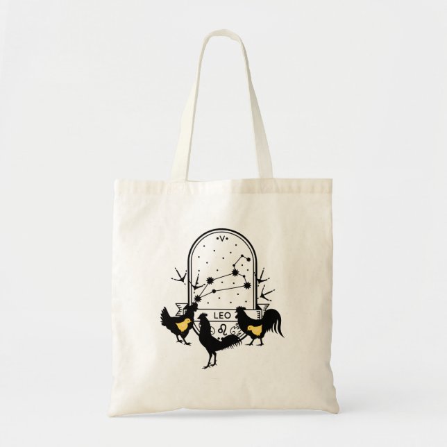 Bolso De Tela Rótulo zodiaco y Mascotas coincidentes. Leo - Poll (Frente)