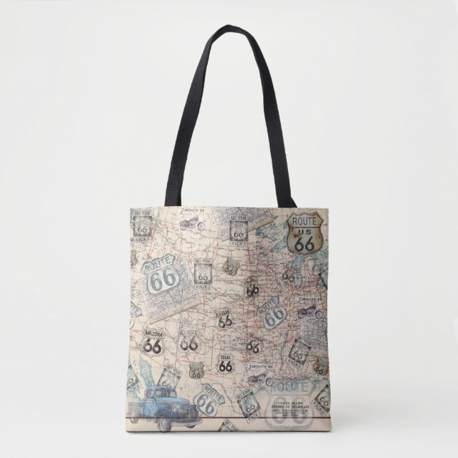 Bolso De Tela Route 66 Travel Map Tote Bag (Anverso)