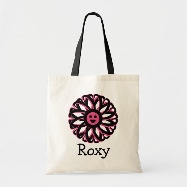 Bolso De Tela Roxy Happy Flower Personalizada Tote Bag (Frente)