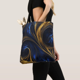 Bolso De Tela Royal Blue Gold Resumen Swirl