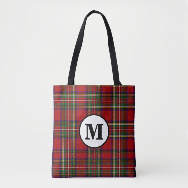 Bolso De Tela Royal Stewart Tartan Plaid Scottish Clan Monograma (Anverso)