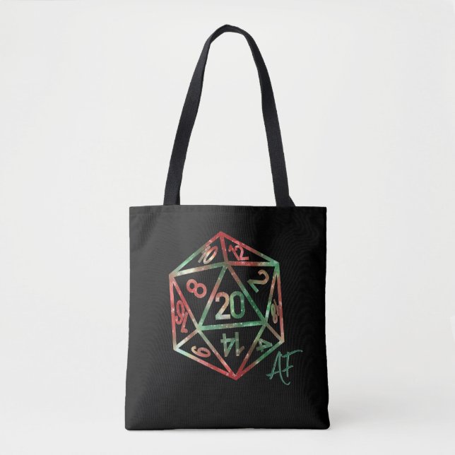 Bolso De Tela RPG Crit AF | XMAS Fantasy Tabletop Gamer Dice (Anverso)