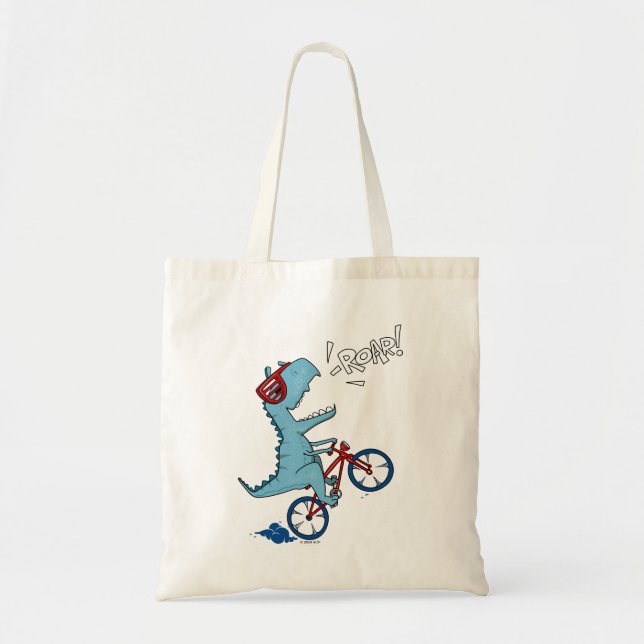 Bolso De Tela Ruar T-Rex en bicicleta (Frente)