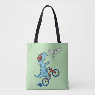 Bolso De Tela Ruar T-Rex en bicicleta
